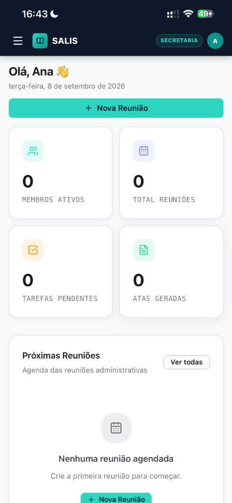 SALIS - Dashboard da Secretaria no iPhone